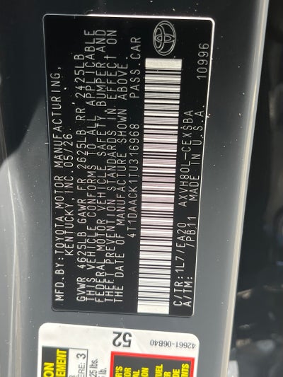 2026 Toyota Camry 4DR CVT HYB SE