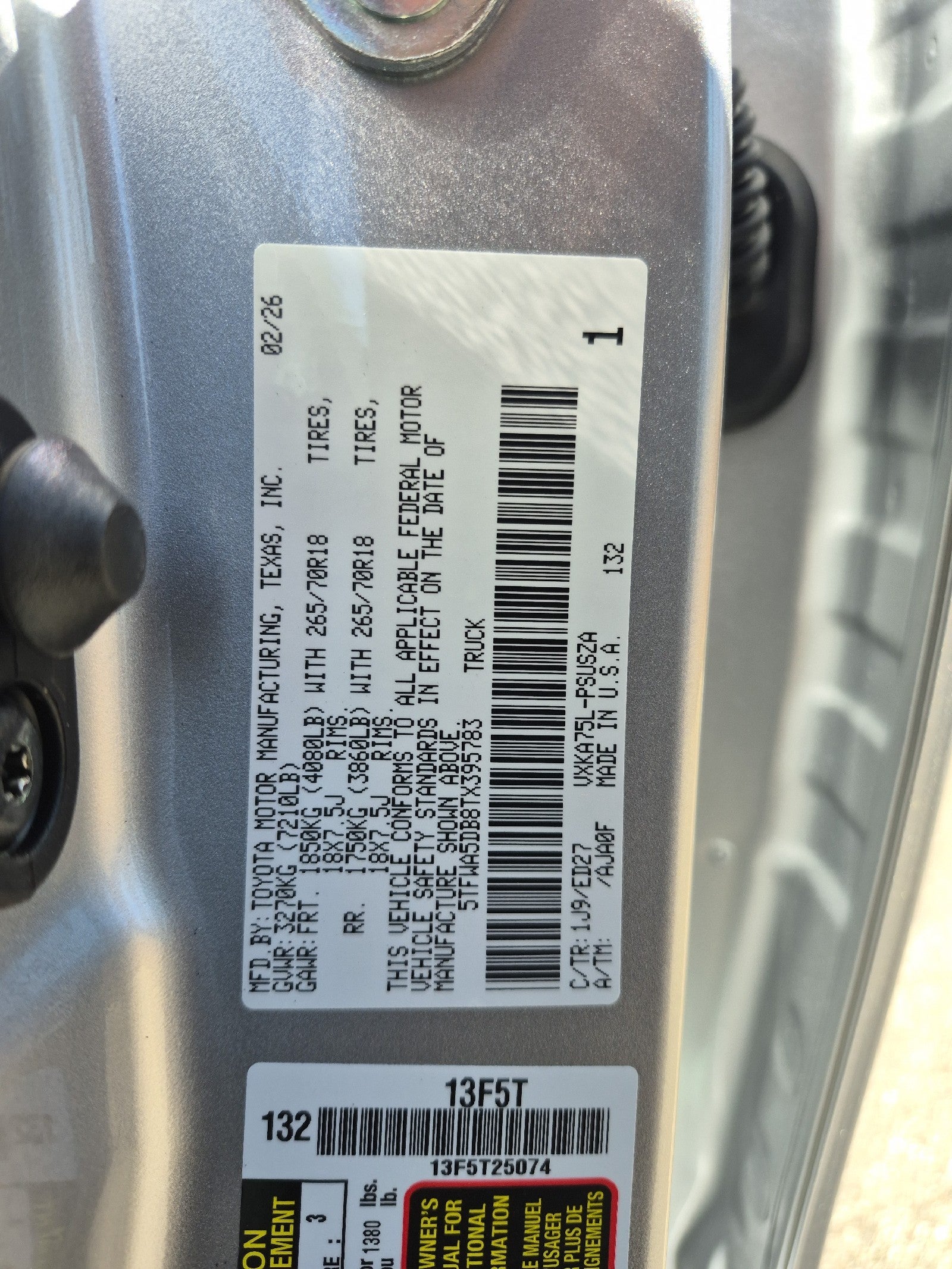 2026 Toyota Tundra 4WD 4WD CREW SR5 5.5'