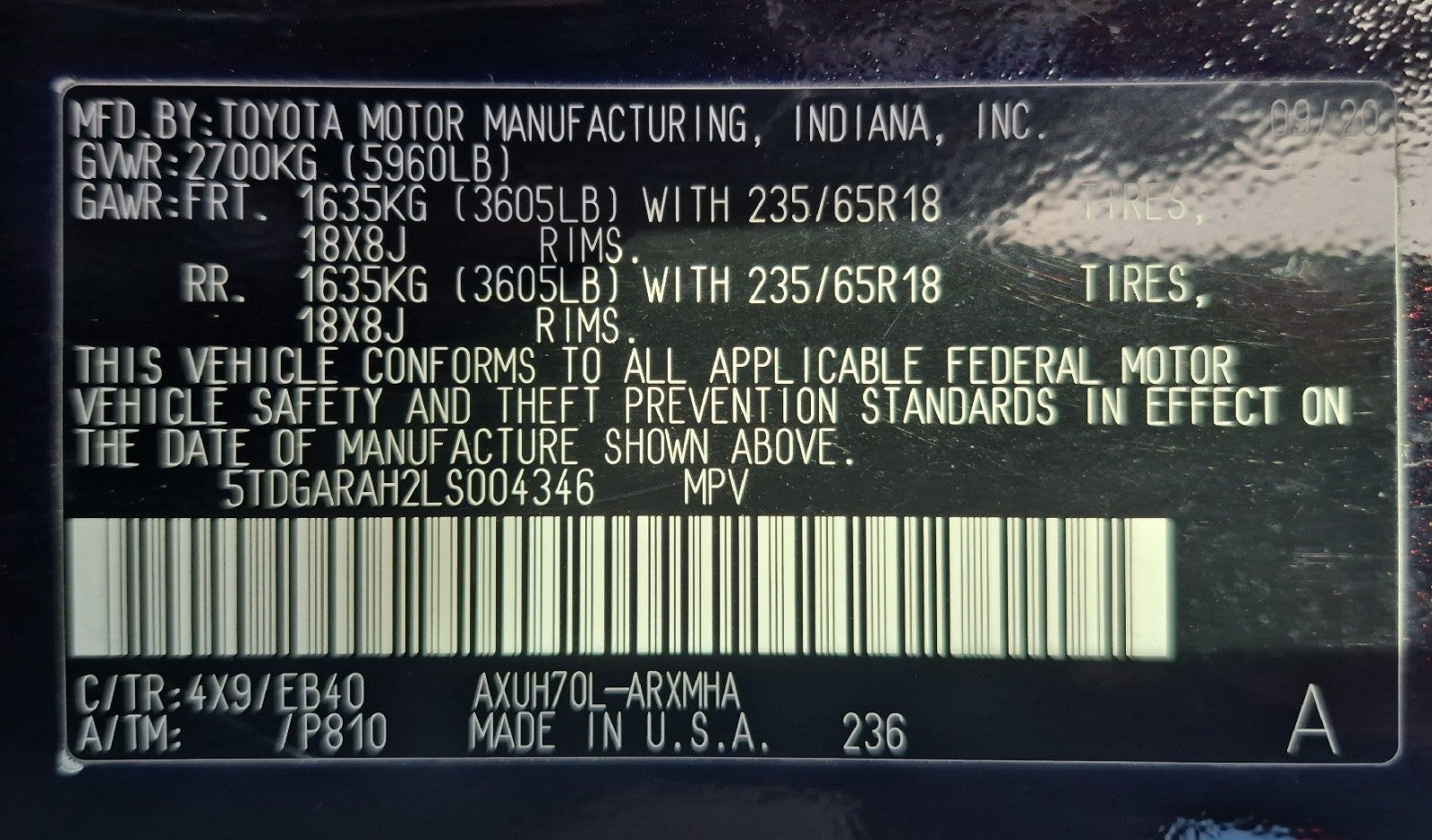 2020 Toyota Highlander Hybrid XLE