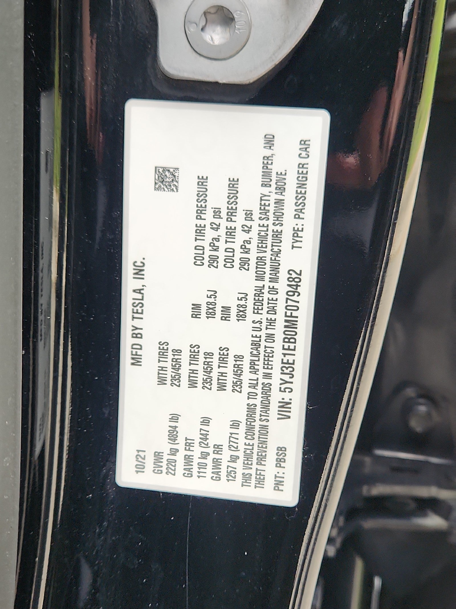 2021 Tesla Model 3 Long Range