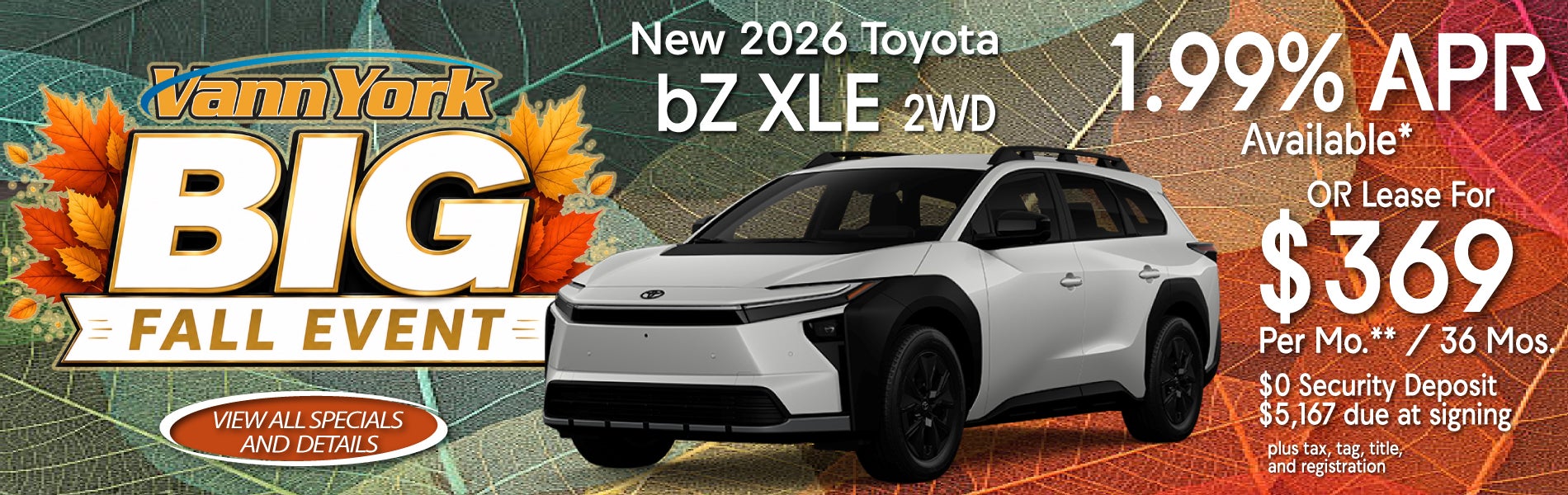 New 2026 Toyota bZ XLE 2WD Special