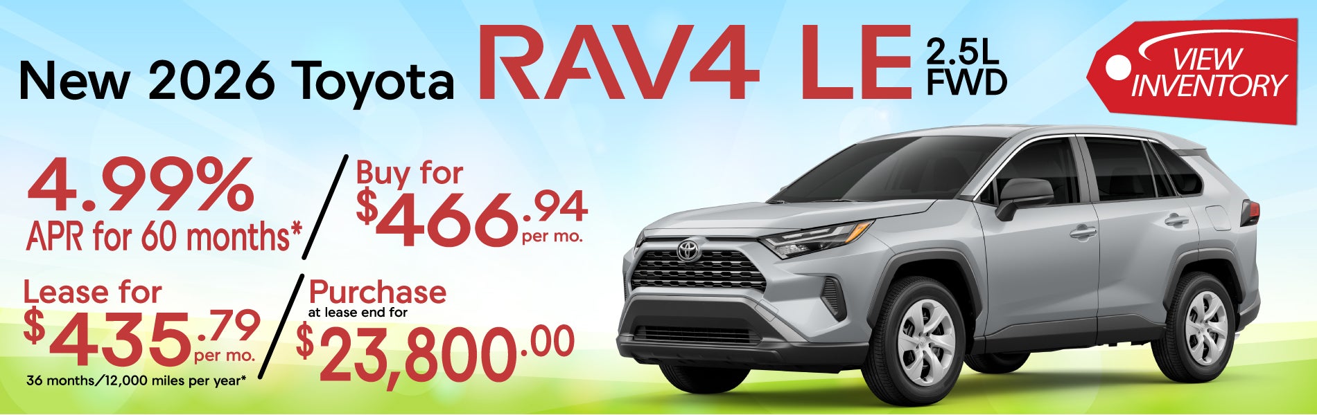 New 2026 RAV4 LE 2.5L FWD